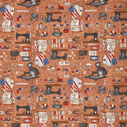 Sew American - Sewing Motifs Medium Brown Yardage