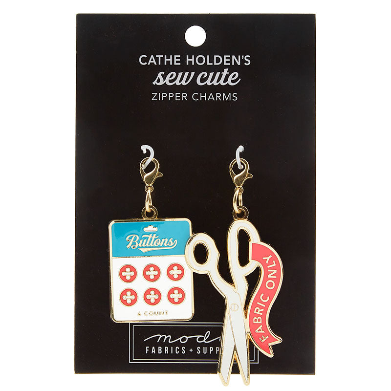 Sew Cute Zipper Charms - Button Card and Scissors