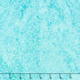 Sew Fine Batiks - Swirl Stitch Aquamarine Yardage