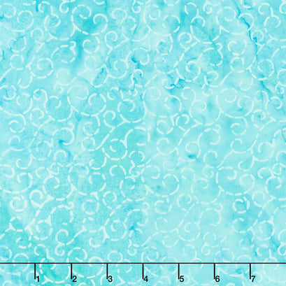 Sew Fine Batiks - Swirl Stitch Aquamarine Yardage