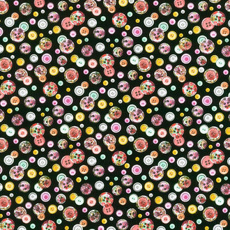 Sew Floral - Sew Floral Buttons Black Yardage