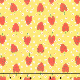 Sew Good - Strawberries Yellow Yardage