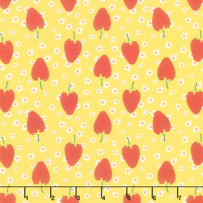 Sew Good - Strawberries Yellow Yardage