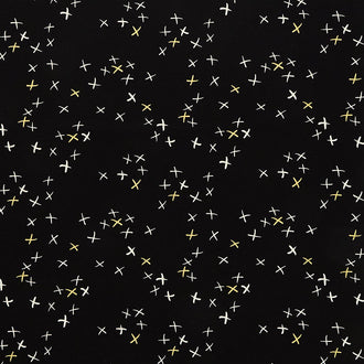 Sew Happy Canvas - Crosses Black Metallic Yardage
