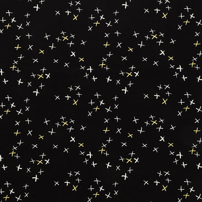 Sew Happy Canvas - Crosses Black Metallic Yardage