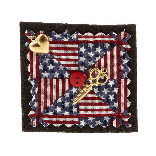 Sew Happy Patriotic Pinwheel Quilter's Pin Primary Image