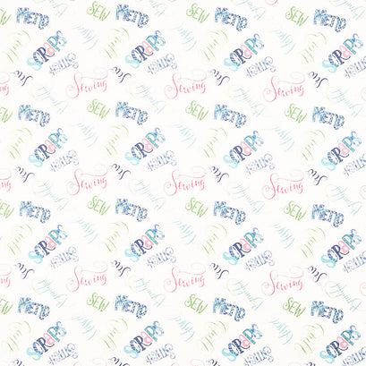 Sew Little Time - Words Cream Yardage