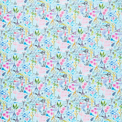 Sew Mischievous - Sewing Scissors Multi Digitally Printed Yardage