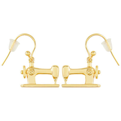 Sewing Machine Drop Earrings - Gold
