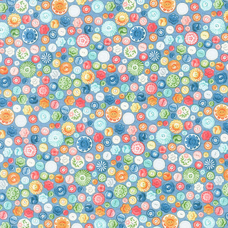 Sewing Room - Buttons Blue Yardage
