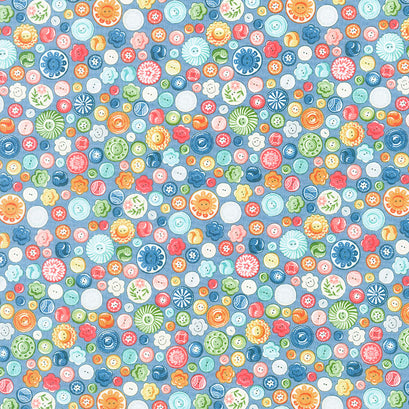 Sewing Room - Buttons Blue Yardage
