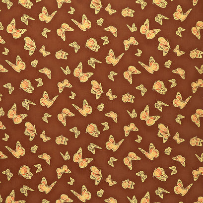 Shades of the Season 12 - Butterflies Brown Metallic Yardage