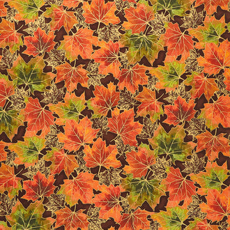 Shades of the Season 12 - Leaves Brown Metallic Yardage