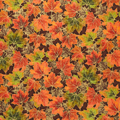 Shades of the Season 12 - Leaves Brown Metallic Yardage