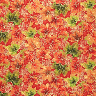 Shades of the Season 12 - Leaves Terracotta Metallic Yardage