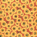 Shades of the Season 12 - Sunflowers Terracotta Metallic Yardage