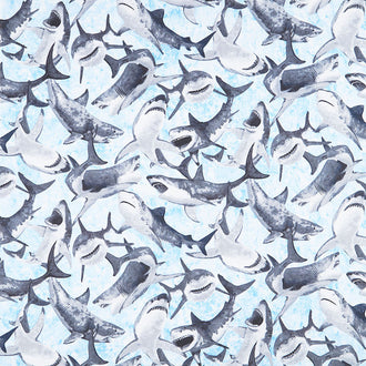 Shark Attack - Sharks Light Blue Yardage