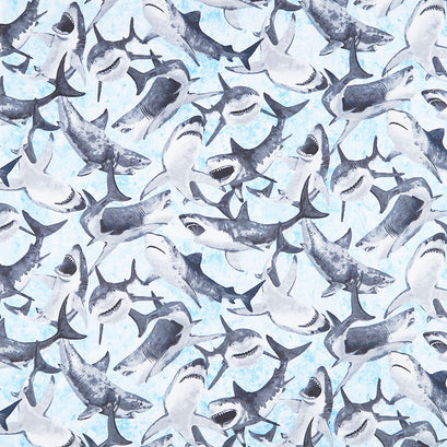 Shark Attack - Sharks Light Blue Yardage