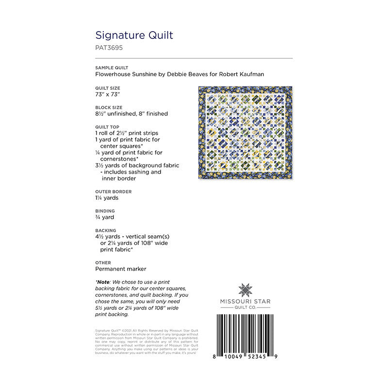 Signature Quilt Pattern by Missouri Star