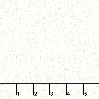 Signs from Above - Allover Symbols Cream Metallic Yardage