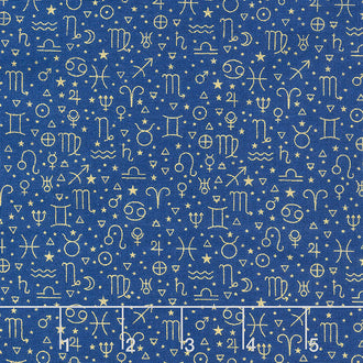 Signs from Above - Allover Symbols Navy Metallic Yardage