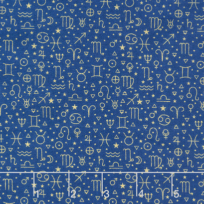 Signs from Above - Allover Symbols Navy Metallic Yardage
