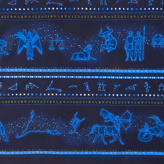 Signs from Above - Zodiac Stripe Navy Metallic Yardage