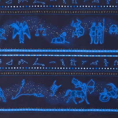 Signs from Above - Zodiac Stripe Navy Metallic Yardage
