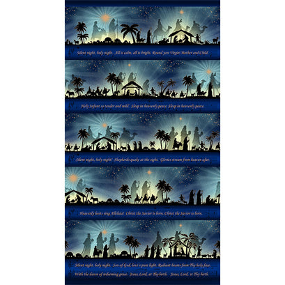 Silent Night - Border Stripe Midnight Panel