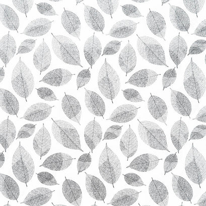 Silhouette - Large Leaves Black Gray Fabric