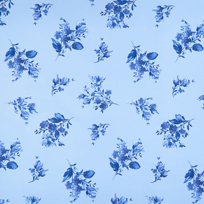 Silver Jubilee - Spaced Floral Blue Yardage