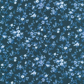 Silver Jubilee - Viney Daisy Navy Yardage