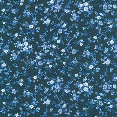Silver Jubilee - Viney Daisy Navy Yardage