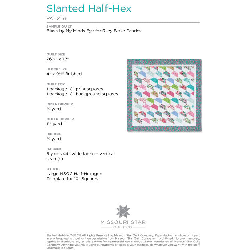 Slanted Half-Hex Quilt Pattern by Missouri Star