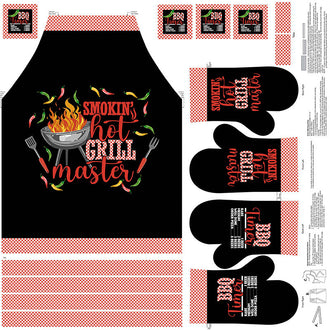 Smokin' Hot - Barbeque Apron Black Digitally Printed Panel