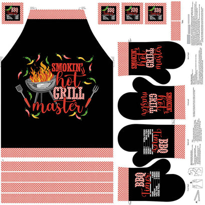 Smokin' Hot - Barbeque Apron Black Digitally Printed Panel