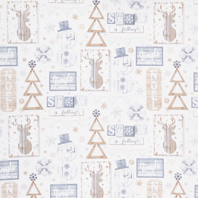 Snow is Falling - Rustic Snow Fun Cream Yardage