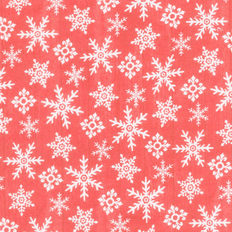 Snow Place Like Home Flannel - Tossed Snowflakes Red Yardage