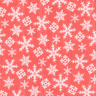 Snow Place Like Home Flannel - Tossed Snowflakes Red Yardage