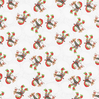 Snow Place Like Home - Tossed Snowman White Yardage