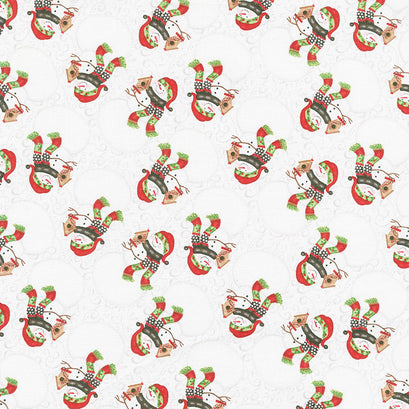 Snow Place Like Home - Tossed Snowman White Yardage