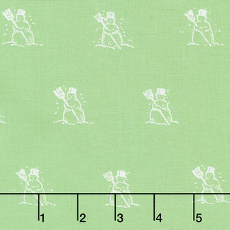 Snow Sweet - Small Snowmen Green Yardage
