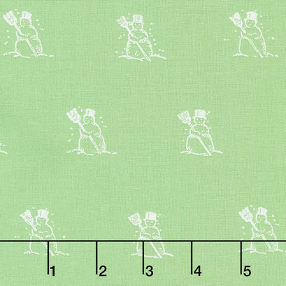Snow Sweet - Small Snowmen Green Yardage