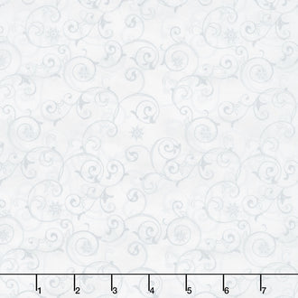 Snow Valley - Snowflakes Scroll Light Gray Yardage
