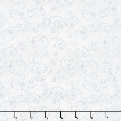 Snow Valley - Snowflakes Scroll Light Gray Yardage