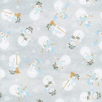Snow Valley - Tossed Snowmen Dark Gray Yardage