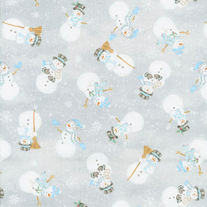 Snow Valley - Tossed Snowmen Dark Gray Yardage