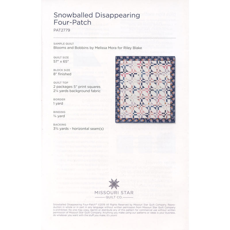 Snowballed Disappearing Four-Patch Quilt Pattern by Missouri Star