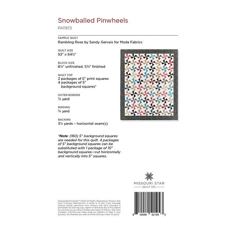 Snowballed Pinwheels Quilt Pattern by Missouri Star