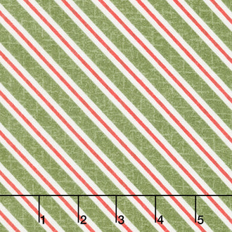 Snowdays Flannel - Candy Cane Stripe Green Yardage